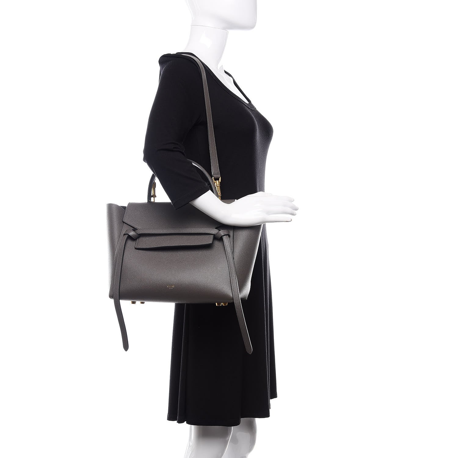 Celine Grained Calfskin Mini Belt Bag Grey 2 of 10