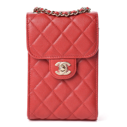 Chanel Caviar Quilted Classic Phone Holder Red 1 of 13