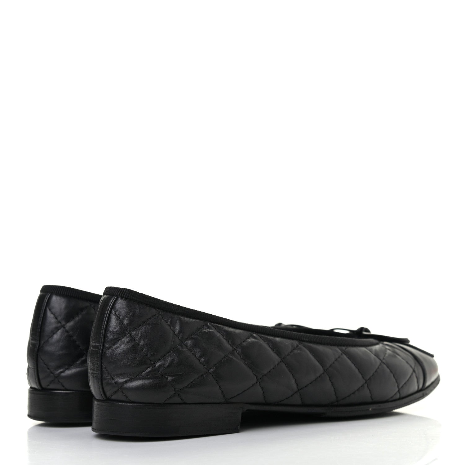 Chanel Aged Calfskin Quilted CC Cap Toe Ballerina Flats 36.5 Black 4 of 8