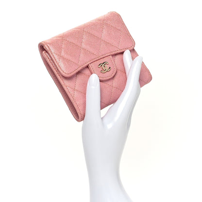 Chanel Iridescent Caviar Quilted Compact Flap Wallet Pink 2 of 8