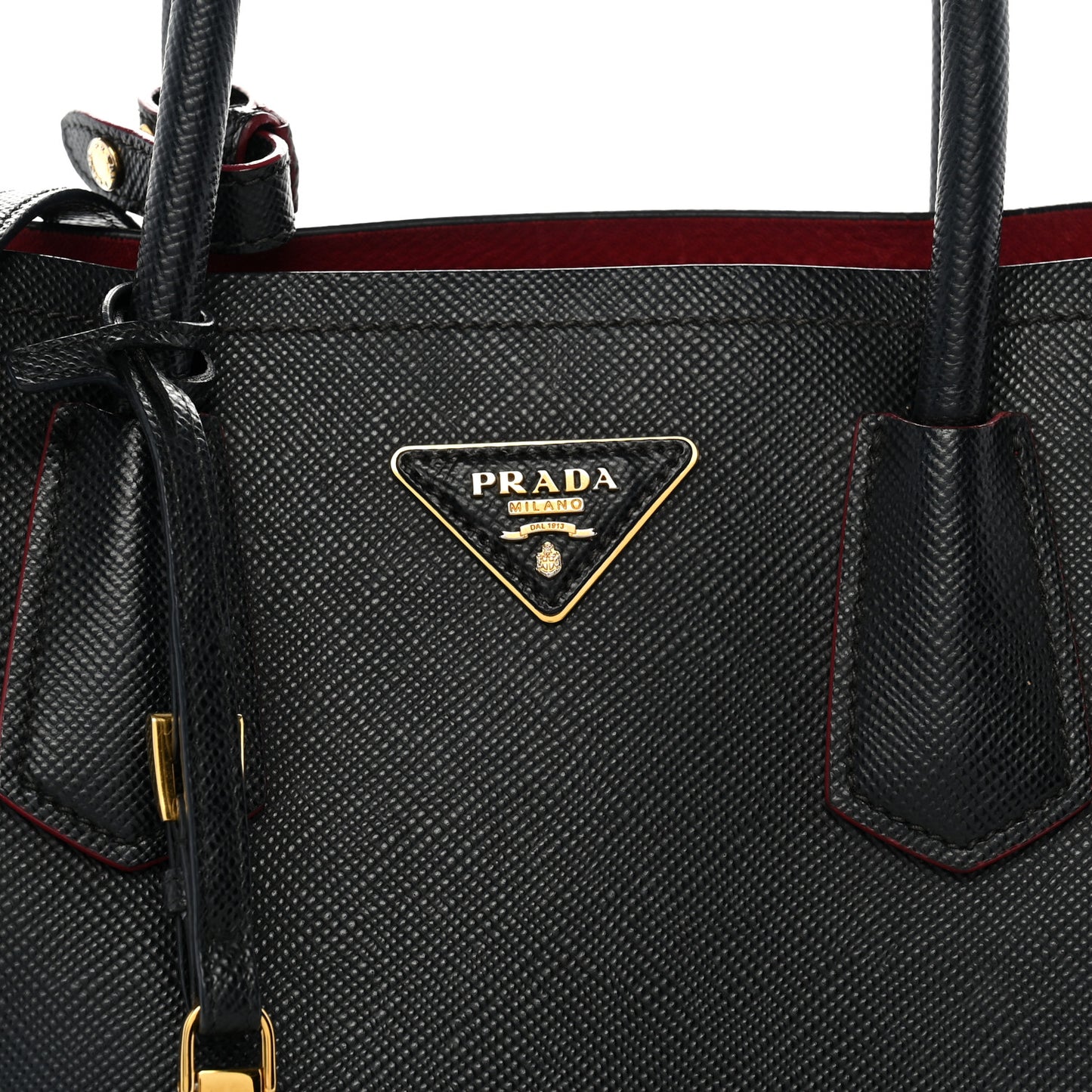 Saffiano Cuir Small Double Bag Black Fuoco