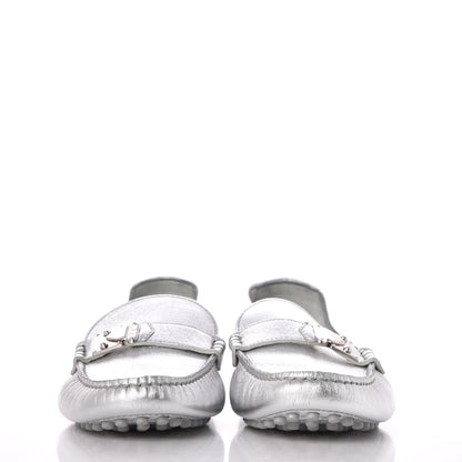 Louis Vuitton Metallic Calfskin Lombok Mocassin Loafer 38.5 Silver 2 of 14