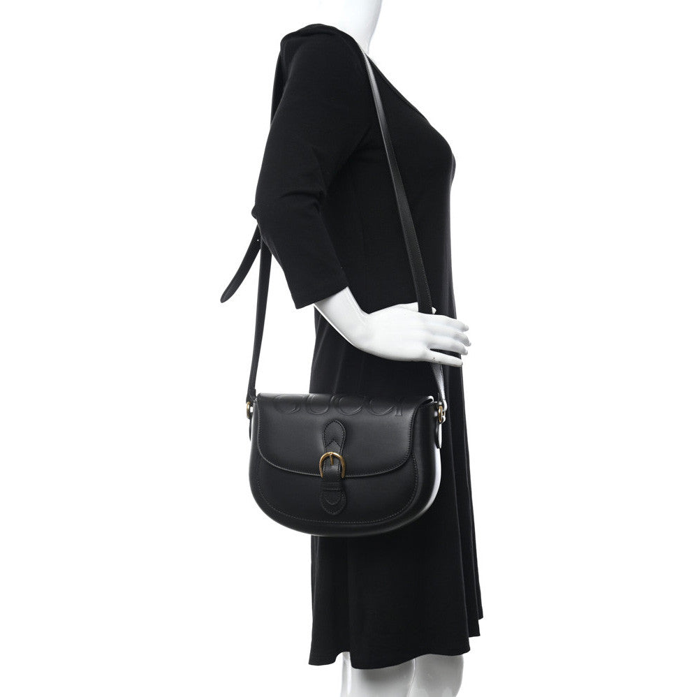 Gucci Charisma Calfskin Gucci Embossed Shoulder Flap Bag Black 2 of 13