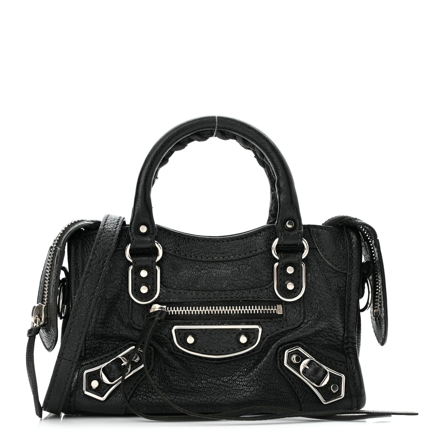 Chevre Silver Metallic Edge Hardware Nano City Black
