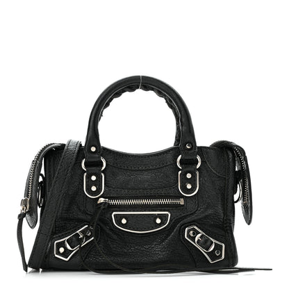 Balenciaga Chevre Silver Metallic Edge Hardware Nano City Black 1 of 11