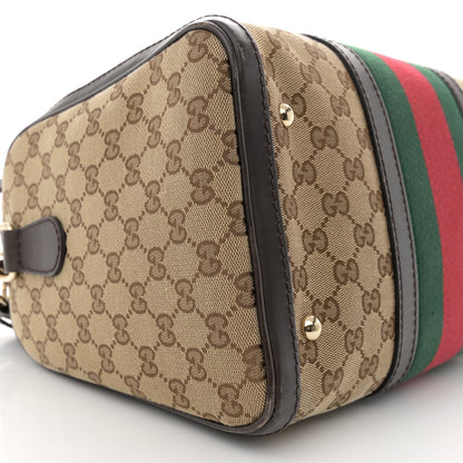 Gucci Monogram Selleria Calfskin Vintage Web Medium Boston Beige Ebony Cocoa 9 of 17