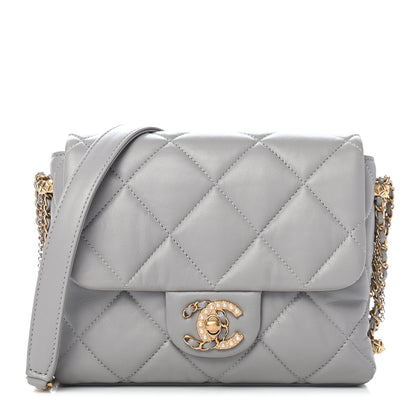 Chanel Lambskin Quilted Crush On Chains Flap Bag Grey 1 of 9