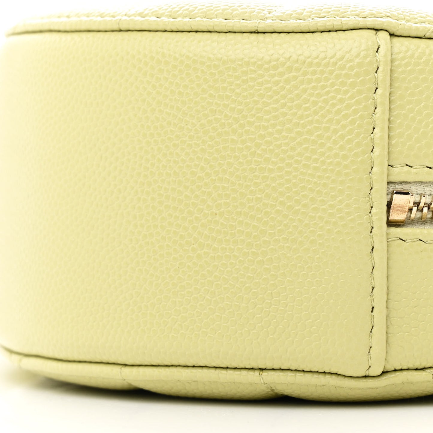Caviar Quilted French New Wave Round Clutch With Chain Light Green