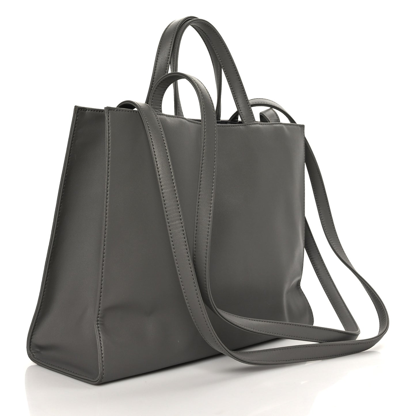 Vegan Leather Medium Shopping Bag Grey