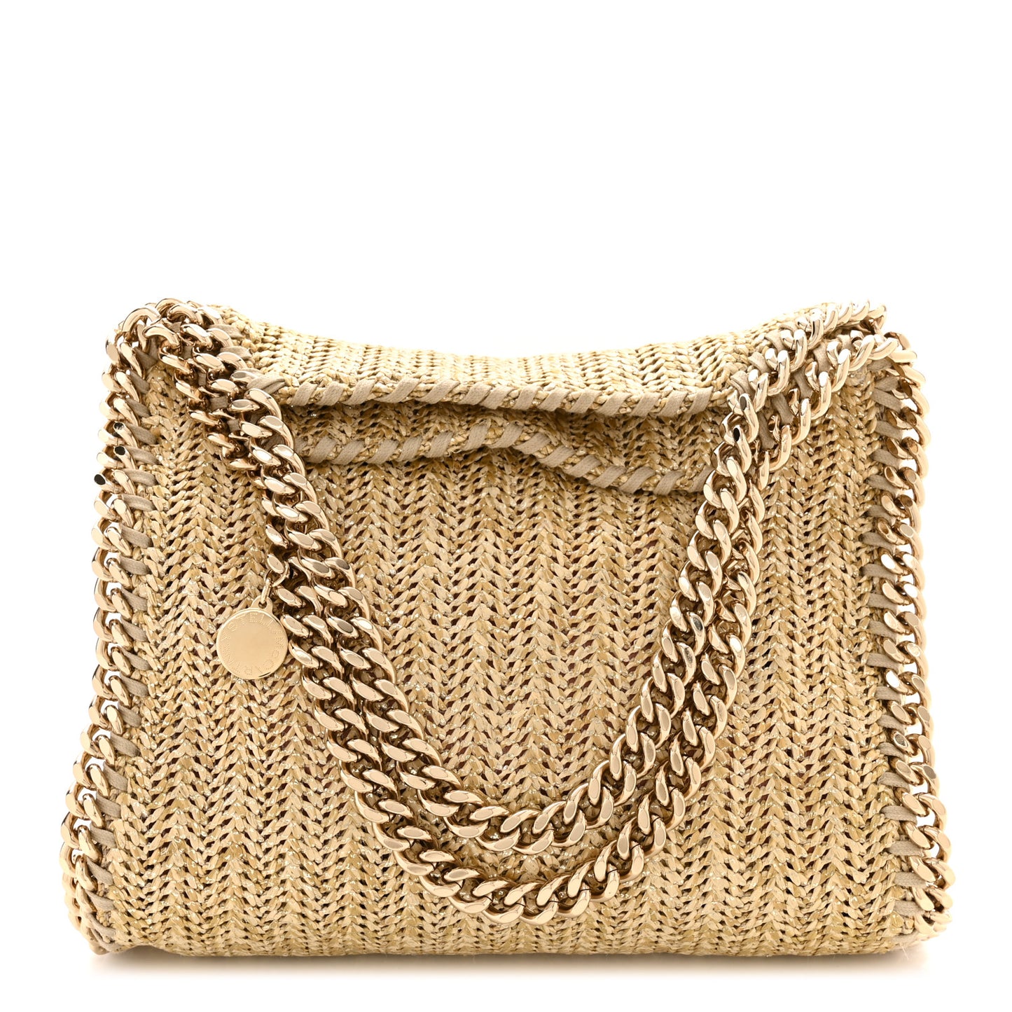 Metallic Raffia Mini Falabella Tote Gold