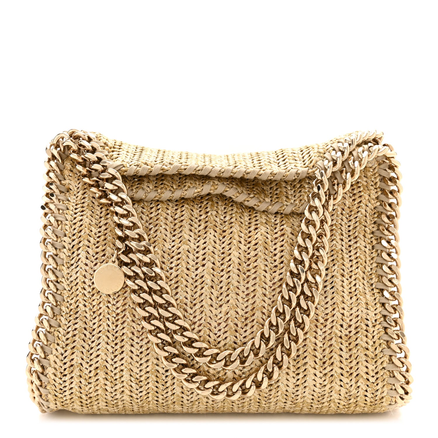 Stella McCartney Metallic Raffia Mini Falabella Tote Gold 1 of 11