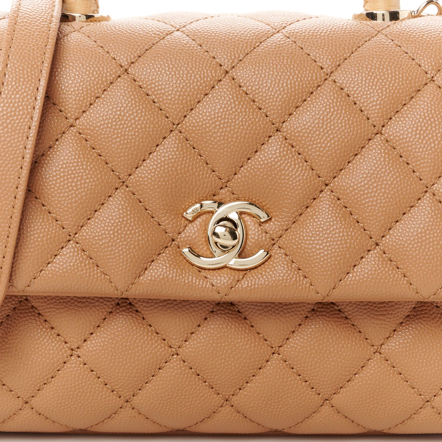 Caviar Quilted Lizard Embossed Mini Coco Handle Flap Brown