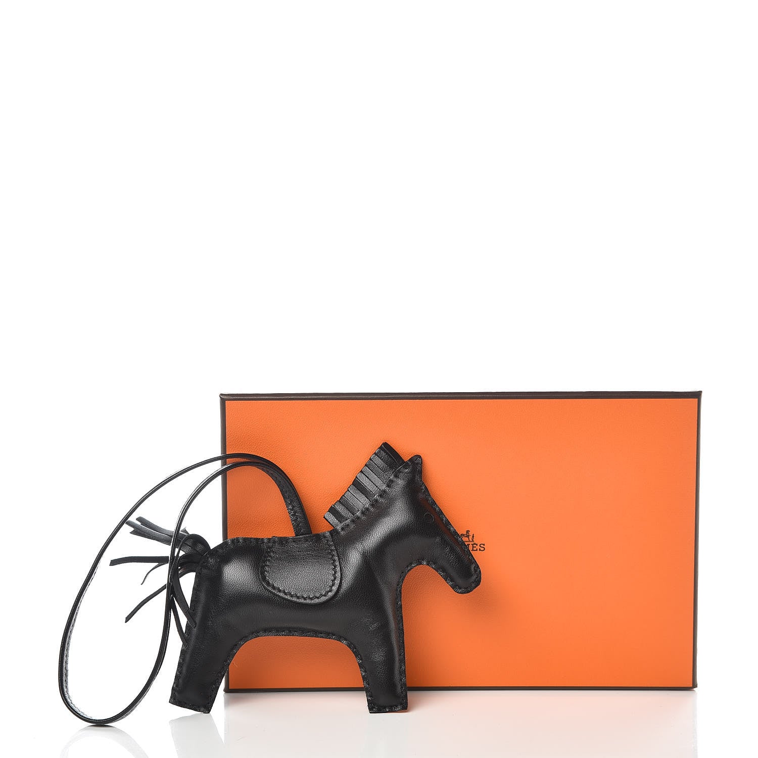 Hermes Milo Lambskin Grigri Rodeo Horse Bag Charm MM So Black 5 of 5