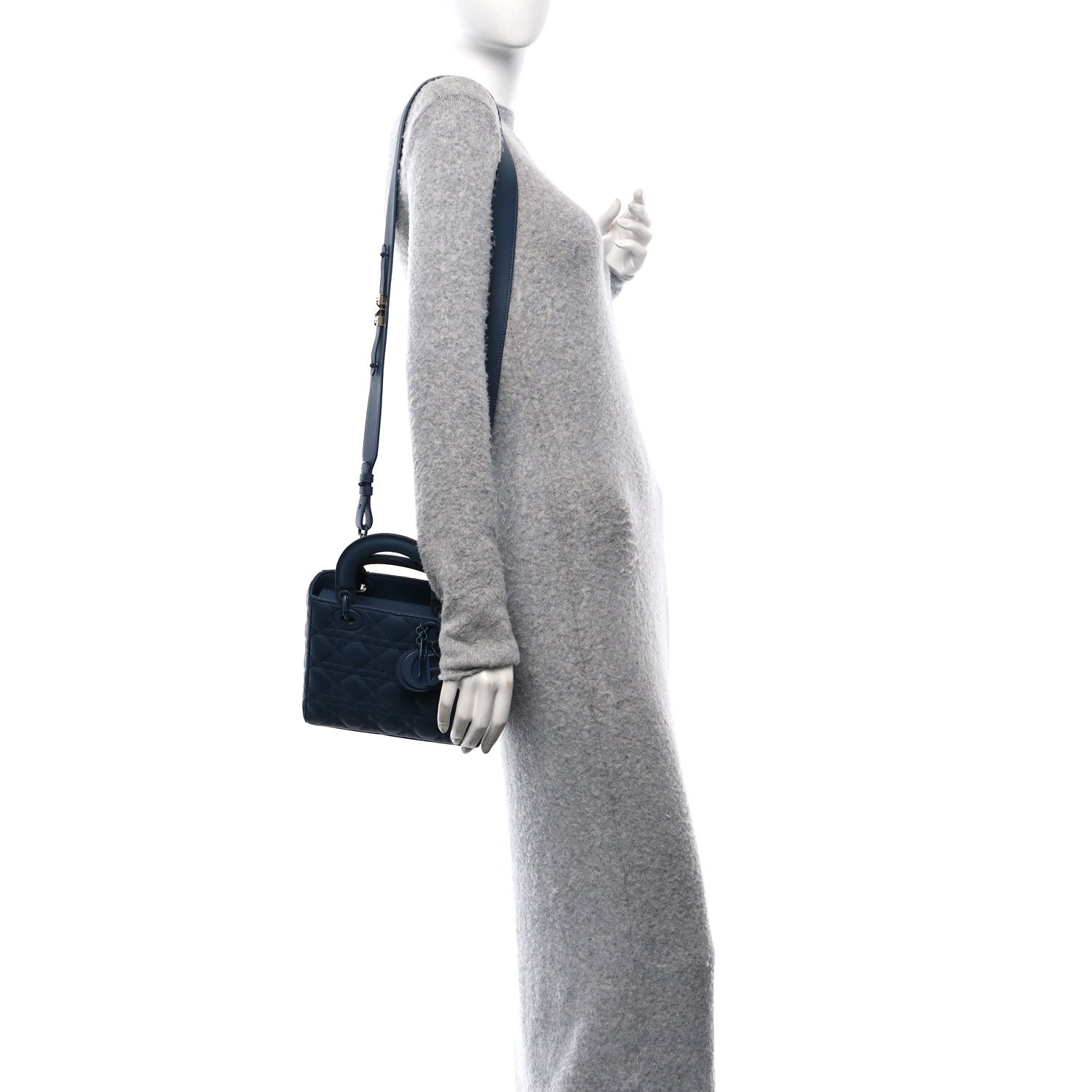 Christian Dior Ultra Matte Calfskin Cannage Small My ABCDior Lady Dior Dark Denim Blue 2 of 13