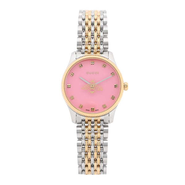 Gucci Stainless Steel 29mm G-Timeless Bee Quartz Watch Pink