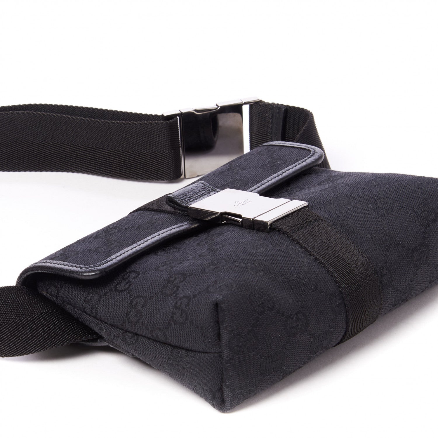 Gucci GG Monogram Web Buckle Belt Bag Black 6 of 8