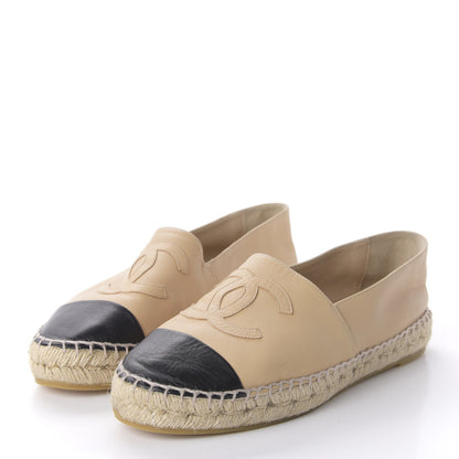 Chanel Lambskin CC Espadrilles 39 Beige Black 3 of 9