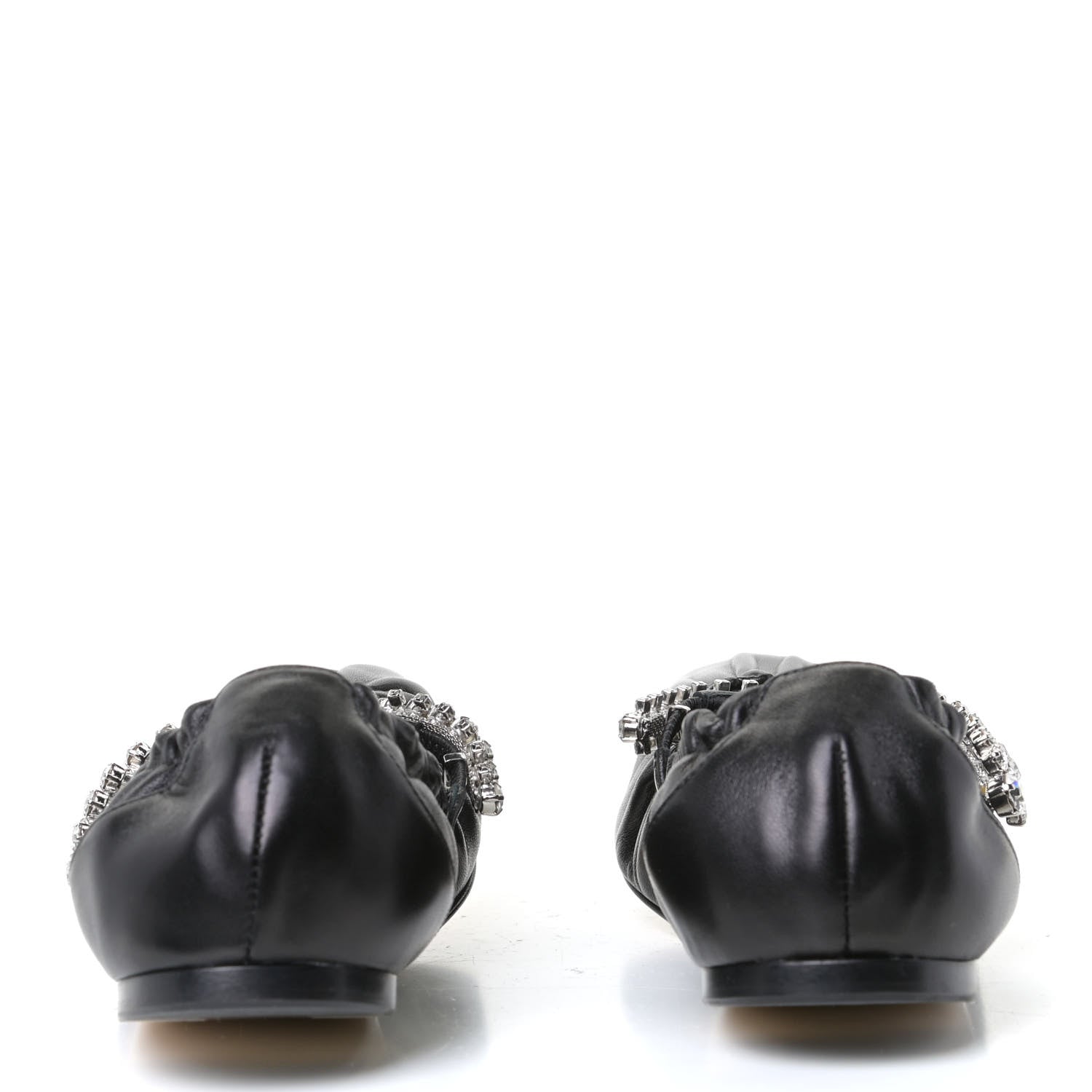 Jimmy Choo Calfskin Crystal Gai Ballerina Flats 36 Black 5 of 11