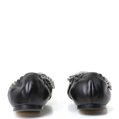 Jimmy Choo Calfskin Crystal Gai Ballerina Flats 36 Black 5 of 11
