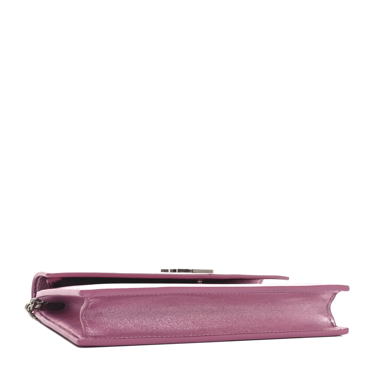 Saint Laurent Metallic Calfskin Monogram Envelope Chain Wallet Pink 4 of 9