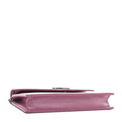 Saint Laurent Metallic Calfskin Monogram Envelope Chain Wallet Pink 4 of 9