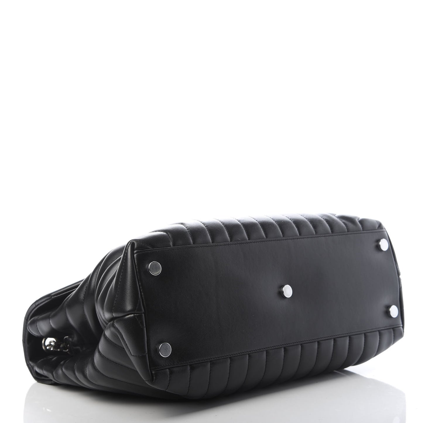 Calfskin Y Quilted Monogram Large Loulou Chain Satchel Black