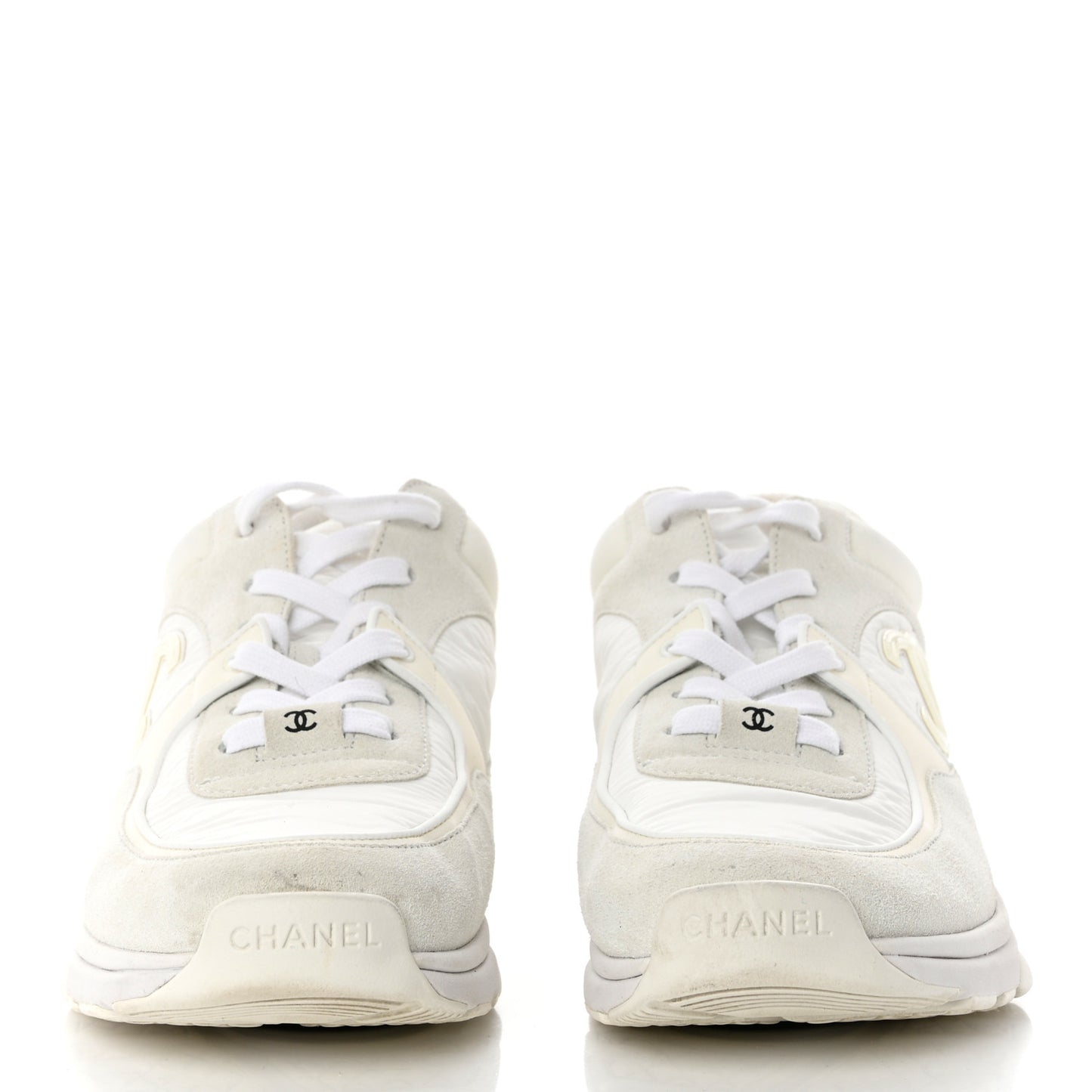 Suede Calfskin Fabric CC Sneakers 39.5 White