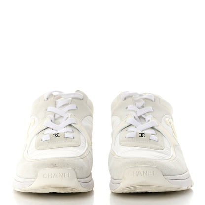 Chanel Suede Calfskin Fabric CC Sneakers 39.5 White 2 of 8