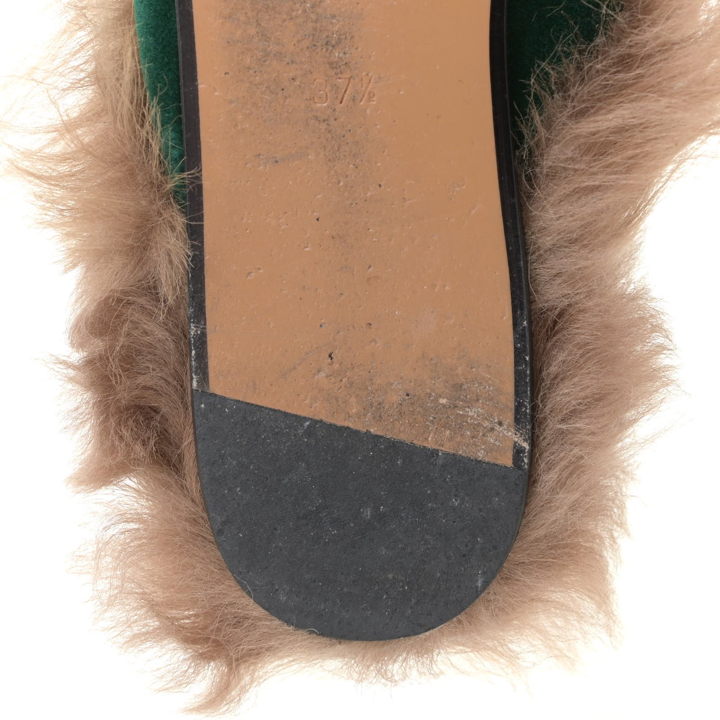 Velvet Fur Womens Princetown Slippers 37.5 Green