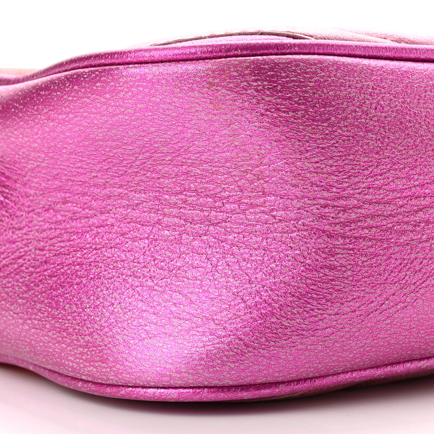Gucci Laminated Nappa Matelasse Small GG Marmont Chain Shoulder Bag Fuxia Rosso Rosa 9 of 10