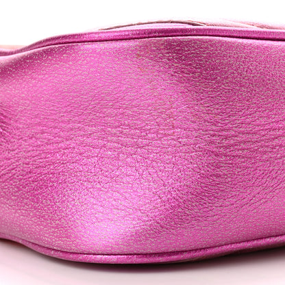 Gucci Laminated Nappa Matelasse Small GG Marmont Chain Shoulder Bag Fuxia Rosso Rosa 9 of 10