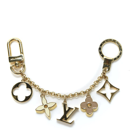 Louis Vuitton Brass Enamel Fleur De Monogram Bag Charm Chain Gold 1 of 6
