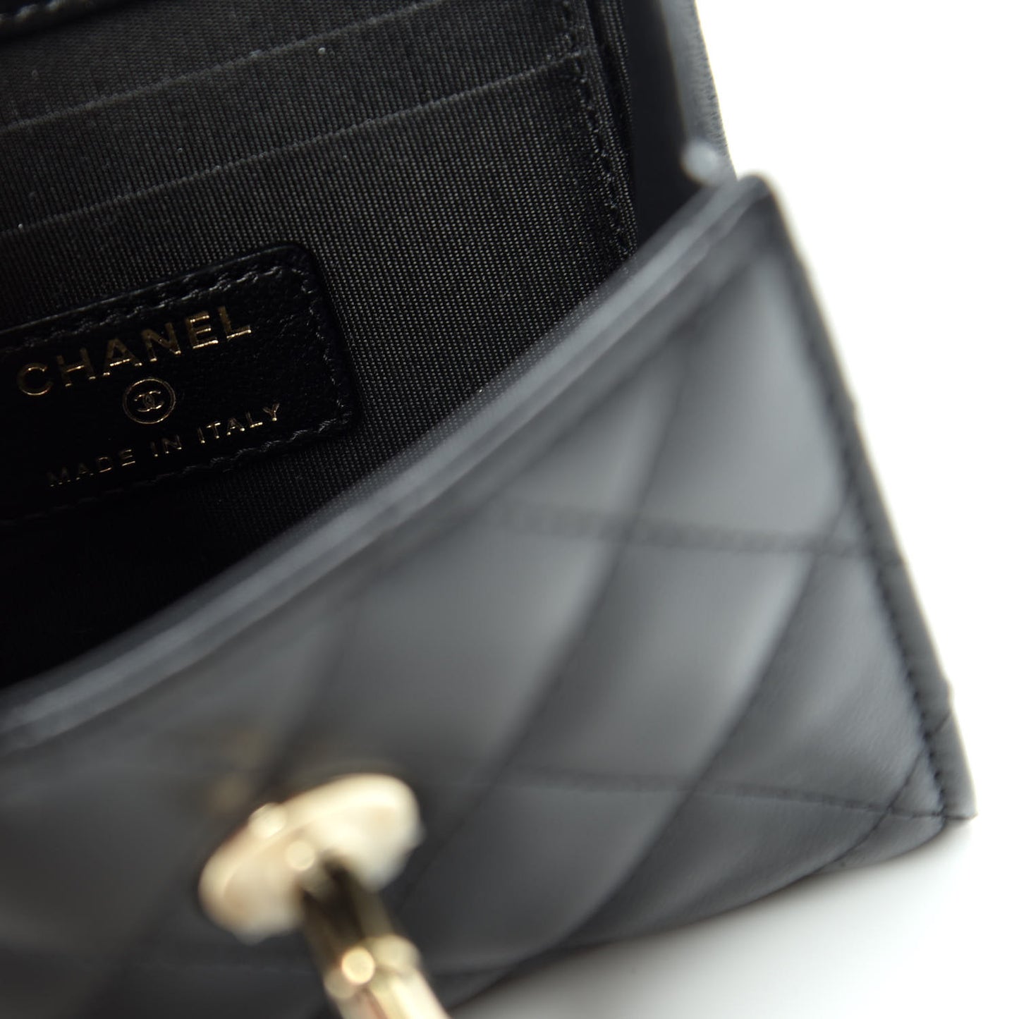 Lambskin Quilted Mini Trendy CC Chain Wallet Black