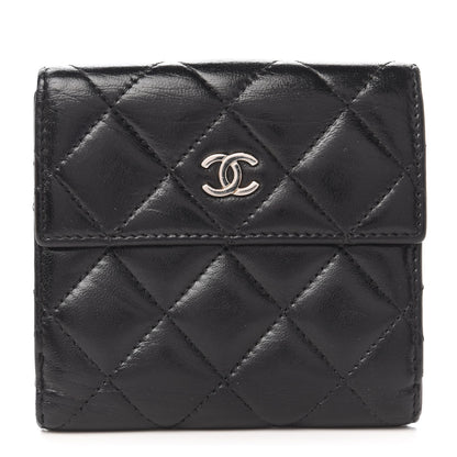Chanel Lambskin Quilted Compact French Flap Wallet Black 1 of 10