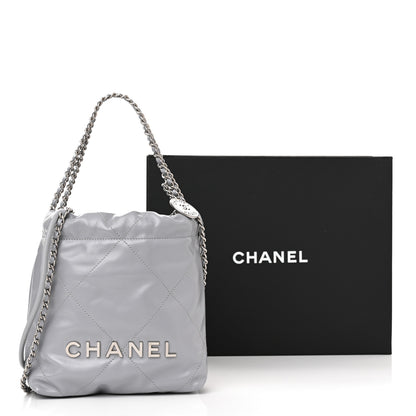 Chanel Shiny Calfskin Quilted Mini Chanel 22 Grey 11 of 11