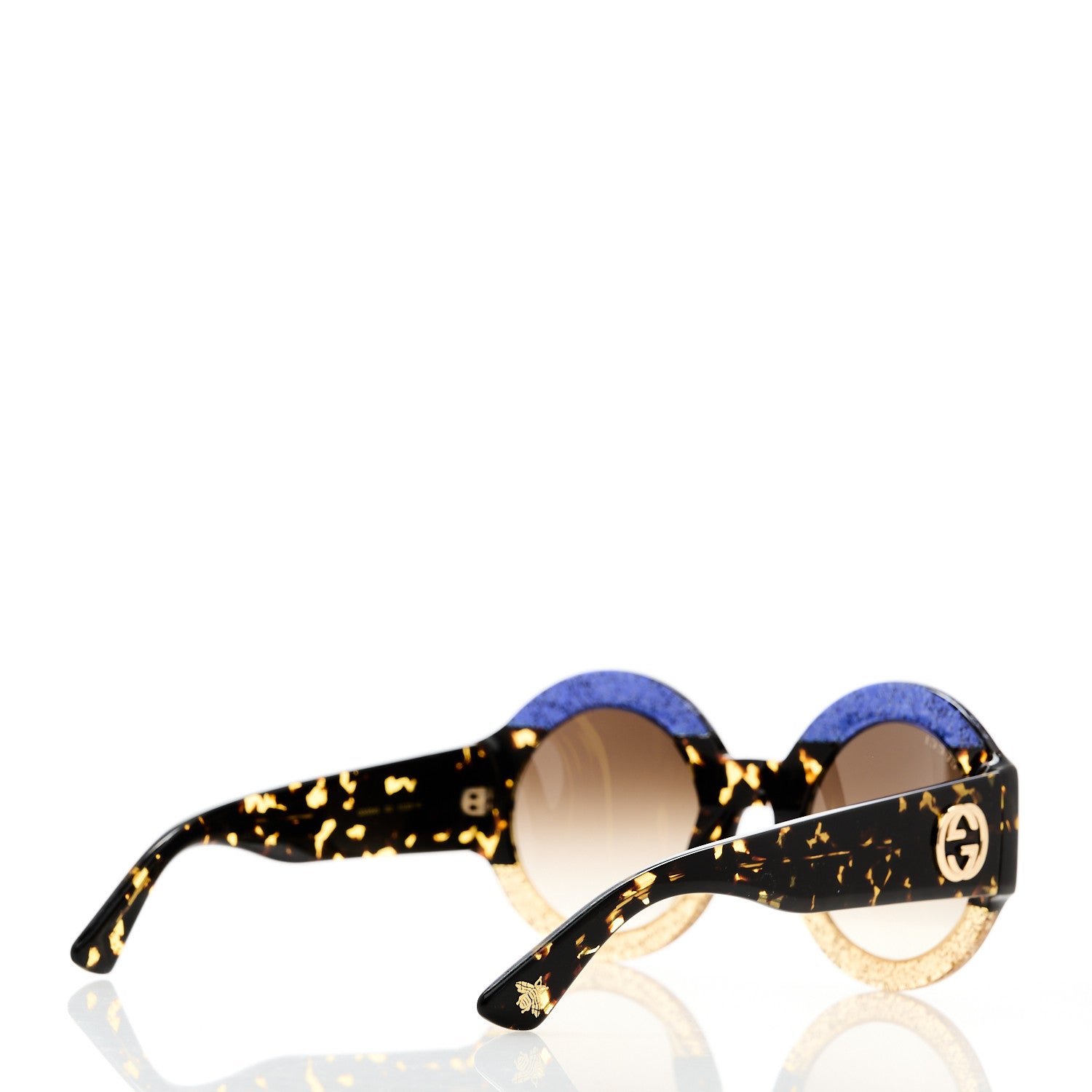 Gucci Acetate Round GG0084S Sunglasses Glitter Blue Multi 4 of 8