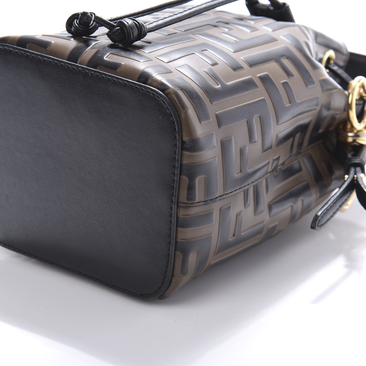 Vitello Liberty F is Fendi Bi-Color FF 1974 Embossed Mini Mon Tresor Bucket Bag Maya Black