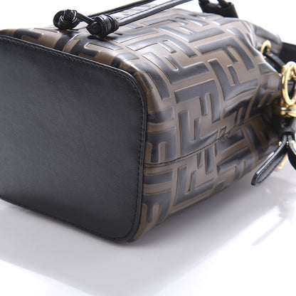 Fendi Vitello Liberty F is Fendi Bi-Color FF 1974 Embossed Mini Mon Tresor Bucket Bag Maya Black 7 of 10