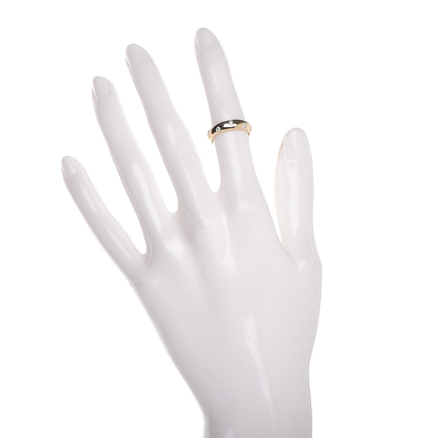 18K Yellow Gold Platinum Diamond 4mm Etoile Band Ring 48 4.5