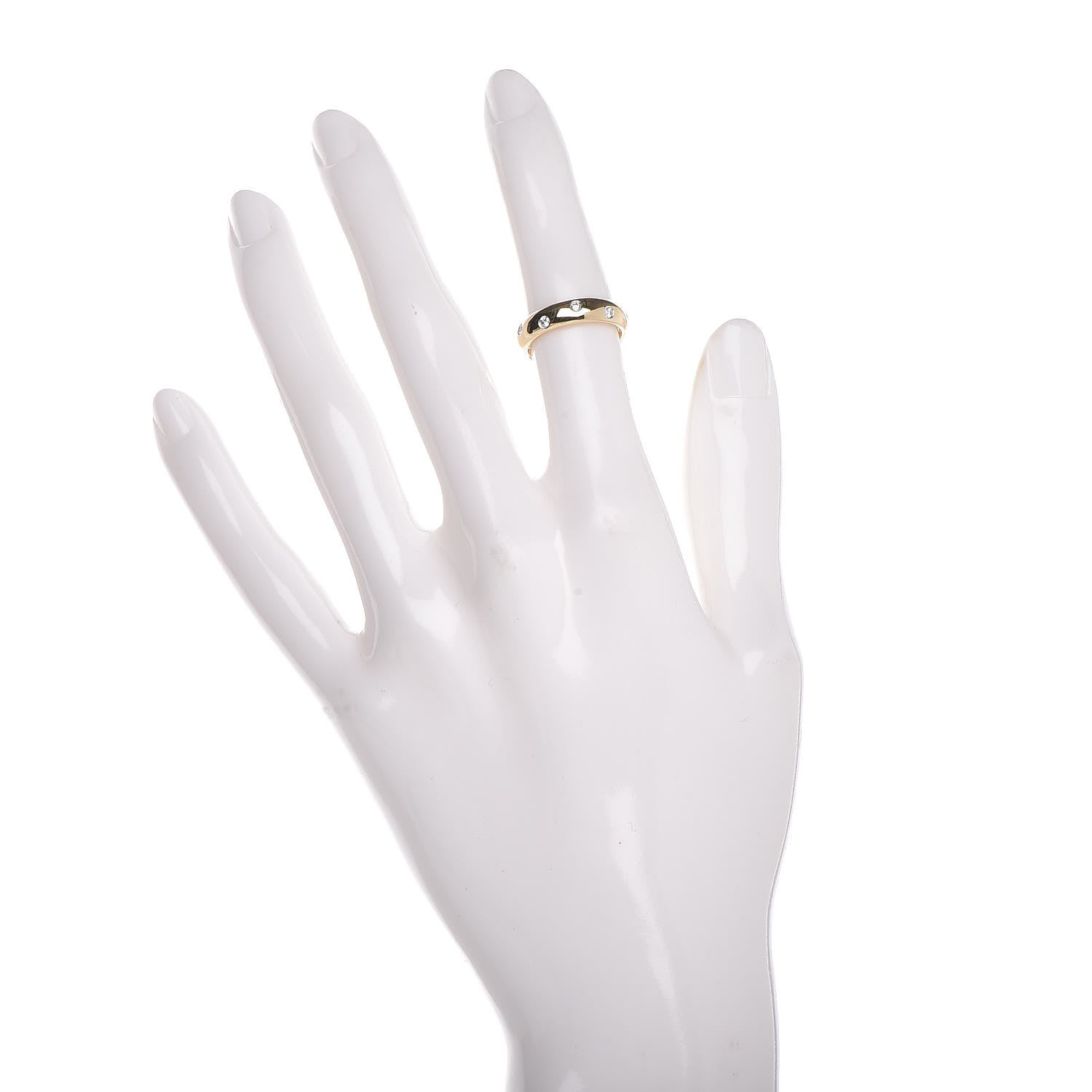 Tiffany 18K Yellow Gold Platinum Diamond 4mm Etoile Band Ring 48 4.5 2 of 6