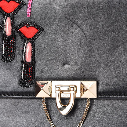 Valentino Garavani Calfskin Lipstick Small Rockstud Demilune Shoulder Bag Black 13 of 15