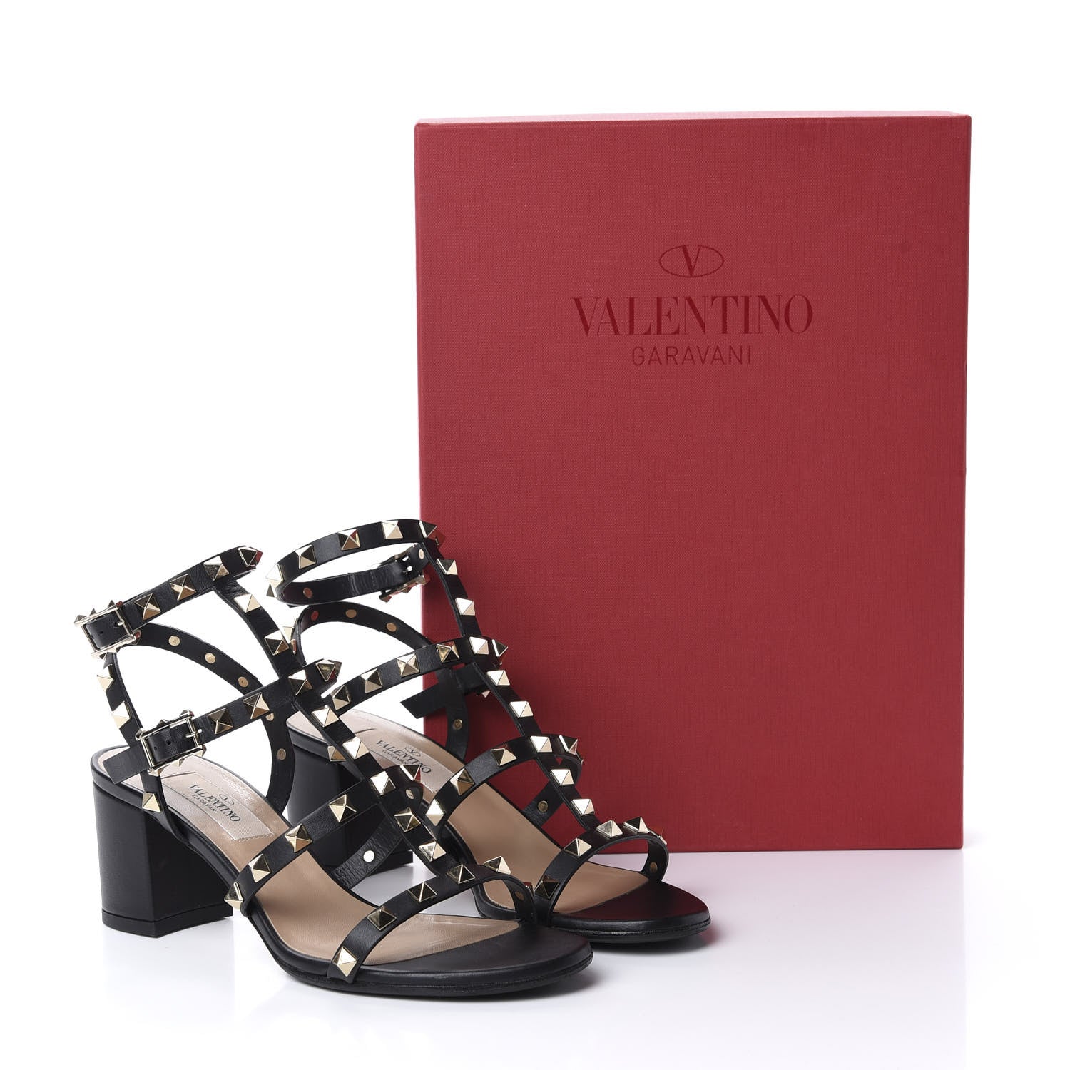 Valentino Garavani Calfskin Rockstud 60mm City Sandals 36 Black 9 of 9