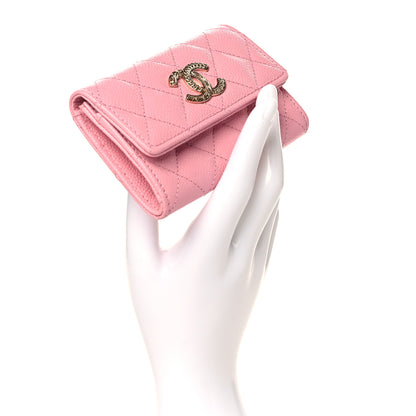 Chanel Caviar Quilted Multi Chain CC Flap Card Holder Pink 2 of 10