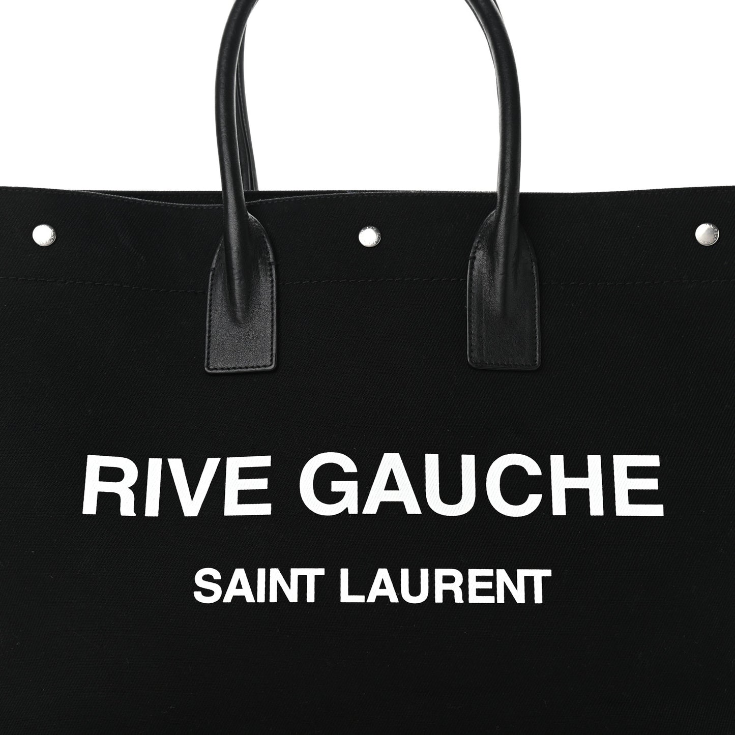 Linen Calfskin Rive Gauche Tote Black