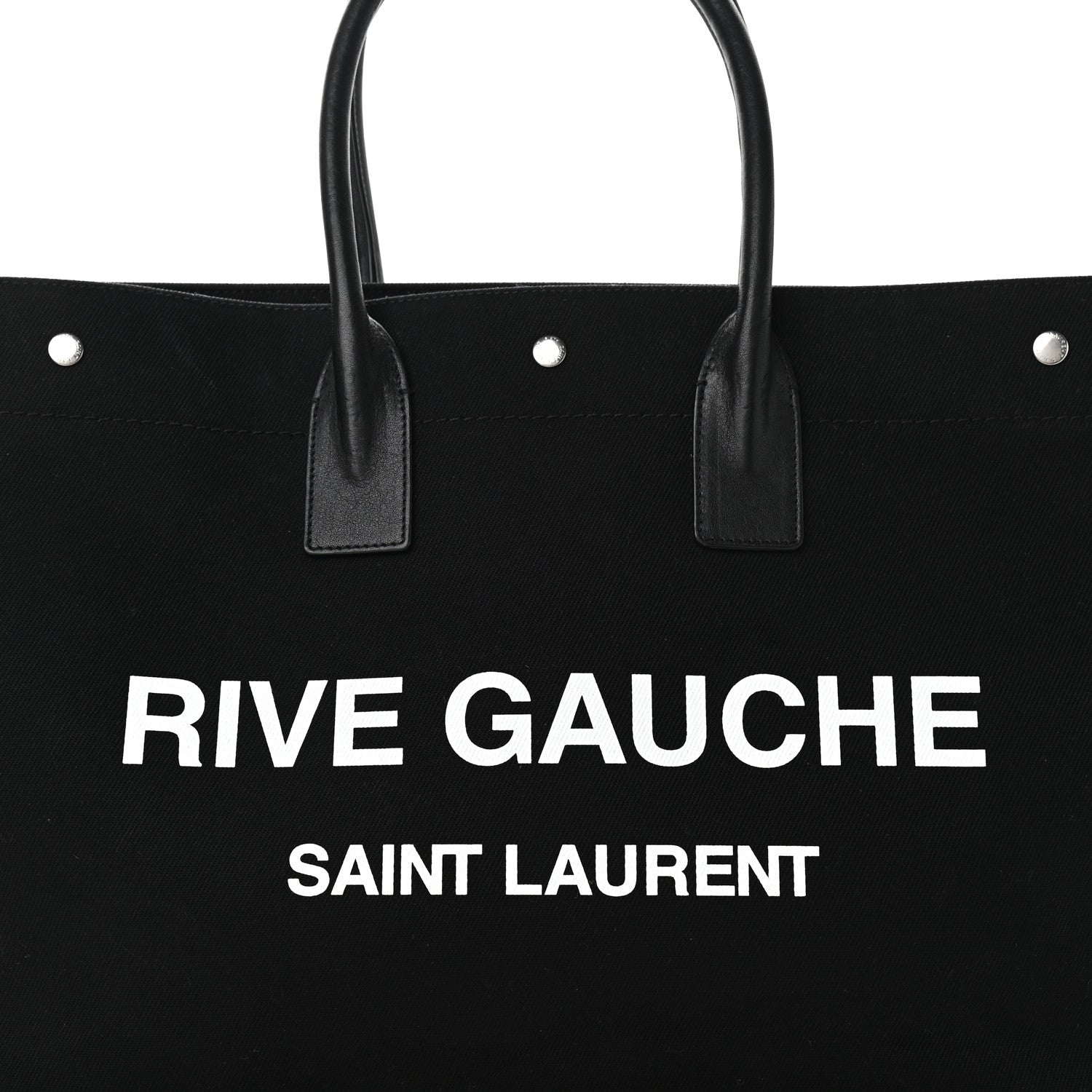 Saint Laurent Linen Calfskin Rive Gauche Tote Black 7 of 10