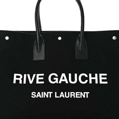 Saint Laurent Linen Calfskin Rive Gauche Tote Black 7 of 10