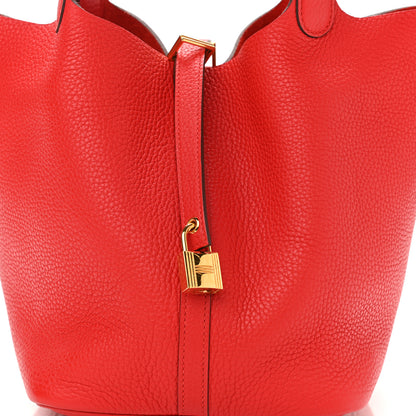 Hermes Taurillon Clemence Picotin Lock 22 MM Rouge Tomate 8 of 11
