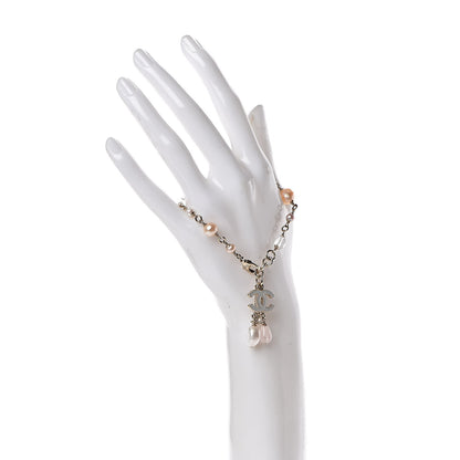 Chanel Pearl Beaded Crystal Star CC Bracelet Pink Gold 2 of 5