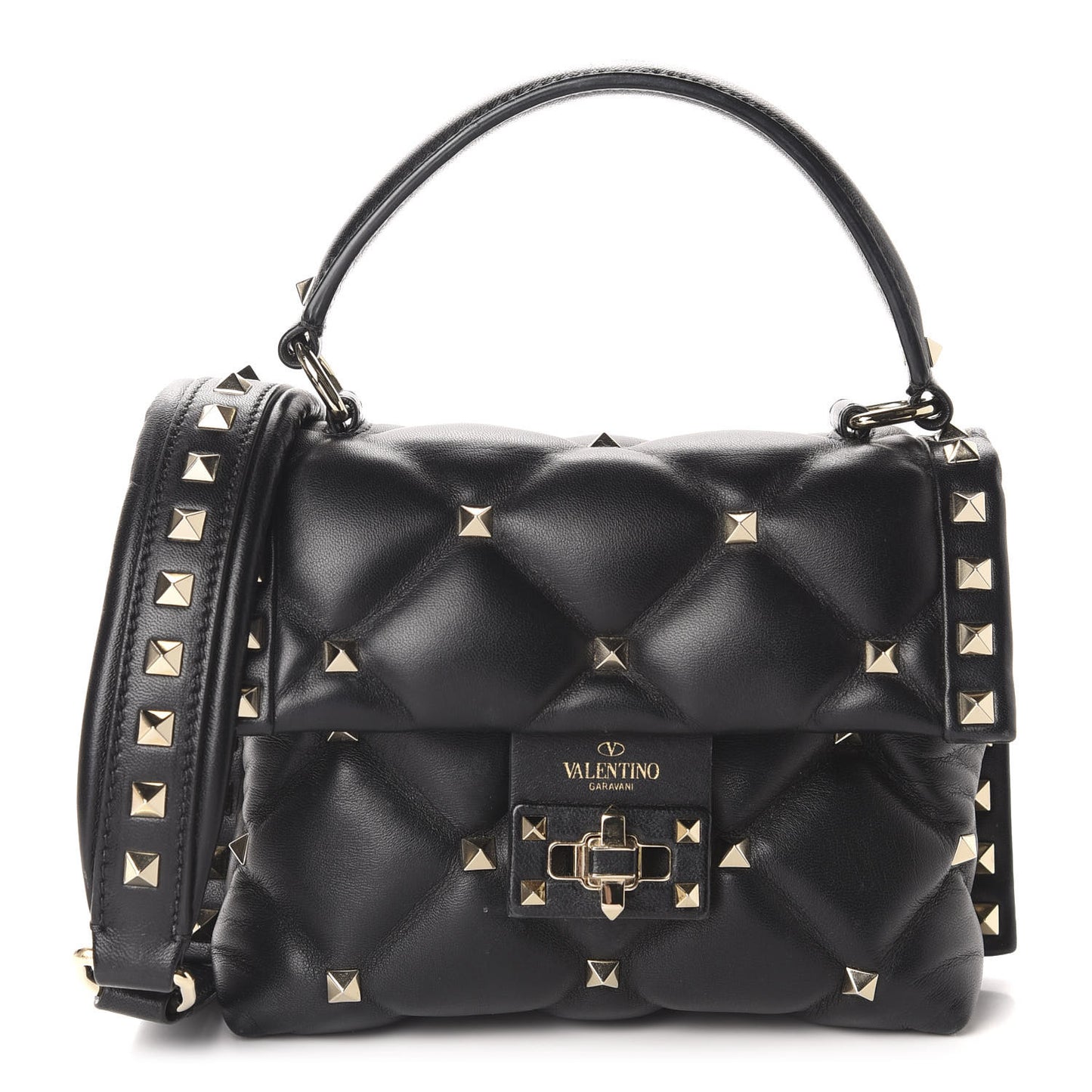Nappa Mini Candystud Top Handle Bag Black