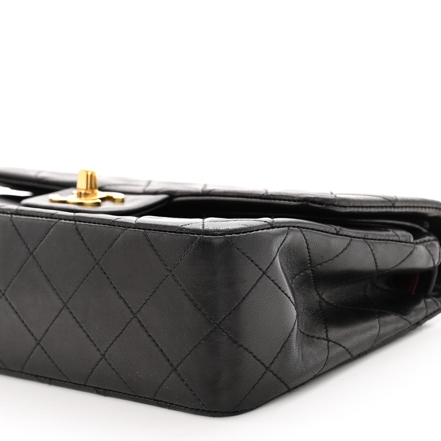 Lambskin Quilted Small Double Flap Black